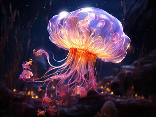 Glowing jellyfish artwork sparkling generatieve ai