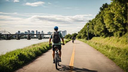 Fototapeta premium person riding a bicycle