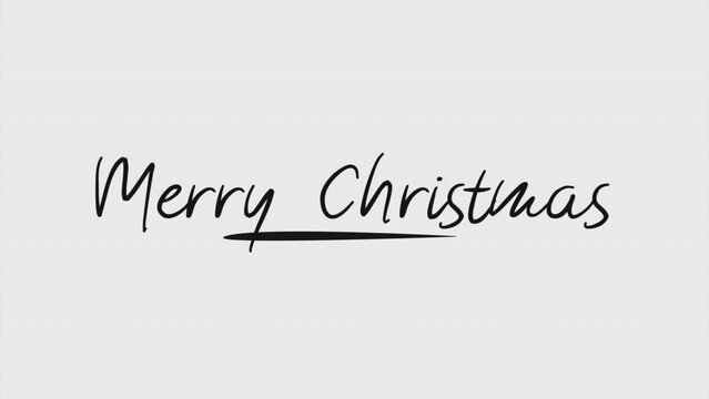 Merry Christmas with black brush on white background, motion holidays and art style background for New Year and Merry Christmas