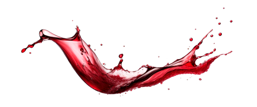 Red wine splash isolated on transparent background. AI Generative