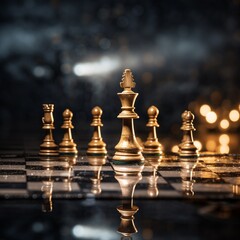 Leader success chess board game concept of business Ai generated art