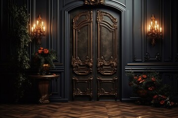 an old door and floor in an old room - obrazy, fototapety, plakaty