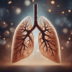 Human lungs on bokeh background. 3D rendering and illustration. - obrazy, fototapety, plakaty
