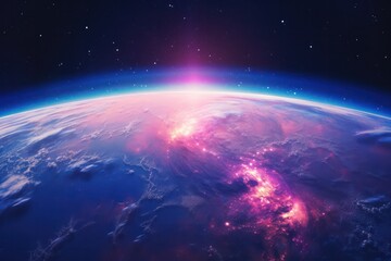 earth in space synthwave background