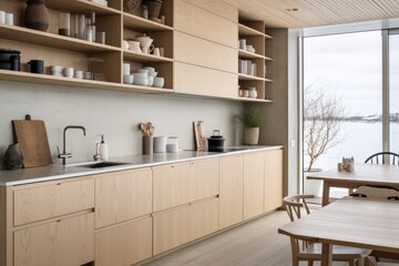 Fototapeta na wymiar eco scandinavian kitchen interior
