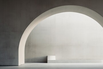 minimal gray concrete arch 3d rendering architecture background - obrazy, fototapety, plakaty