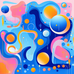 colorful funky design using different shapes of blue created with Generative Ai