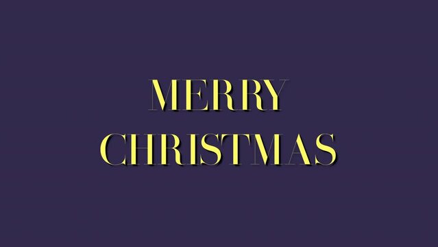Modern Merry Christmas text with confetti on purple gradient, motion abstract minimalism, holidays and winter style background