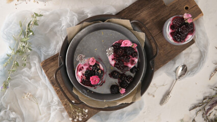Chia pudding with blackberries