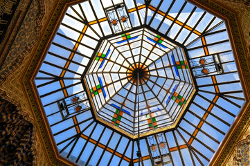 Skylight dome in the Royal Casino of Murcia, an ancient building in the Spanish city