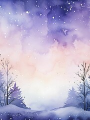 Magical Winter Landscape Blue Watercolor Background Wallpaper