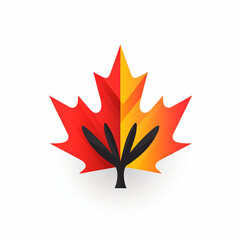 modern maple leaf logo simple shape created with Generative Ai