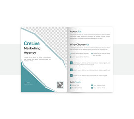Smart & minimalist business bifold brochure template, with a cool color.