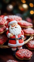 Beautifully decorated cookies in Santa Claus design, generated with ai.