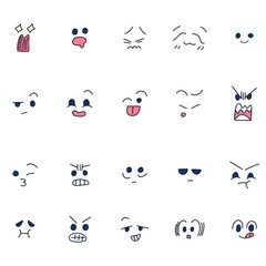 色々な顔を手描きイラストセット