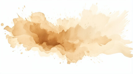Beige watercolor paint splash on white background created with Generative Ai