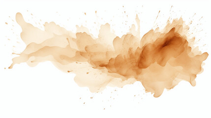 Beige watercolor paint splash on white background created with Generative Ai