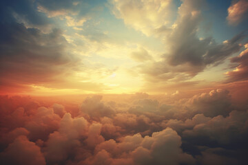 Sunset Sunrise Sky with Colorful Clouds Graphic Resource, Generative AI