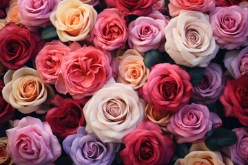 multicolor roses close up background