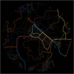Colorful Map of Visaginas, Utena County with all major and minor roads.