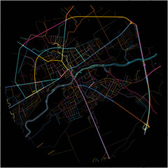 Colorful Map of Ukmerge, Vilnius County with all major and minor roads.