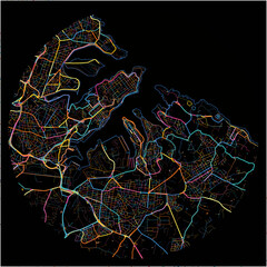 Colorful Map of Senglea, South Eastern Region with all major and minor roads.