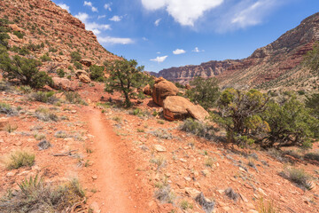 hiking the tanner trail in grand canyon national park, arizona, usa