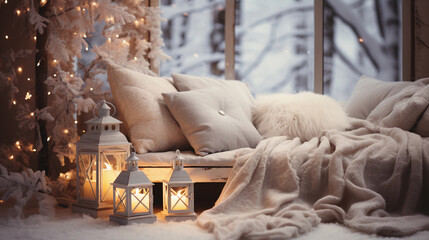 Living room with christmas decorations