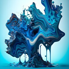 pouring structure of paints multimedia mapping fusion of shades of blue amazing texture of pouring colored structures The art of multimedia poured into a beautiful composition 