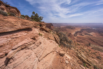 hiking the lathrop trail in canyonlands national park in utah, usa