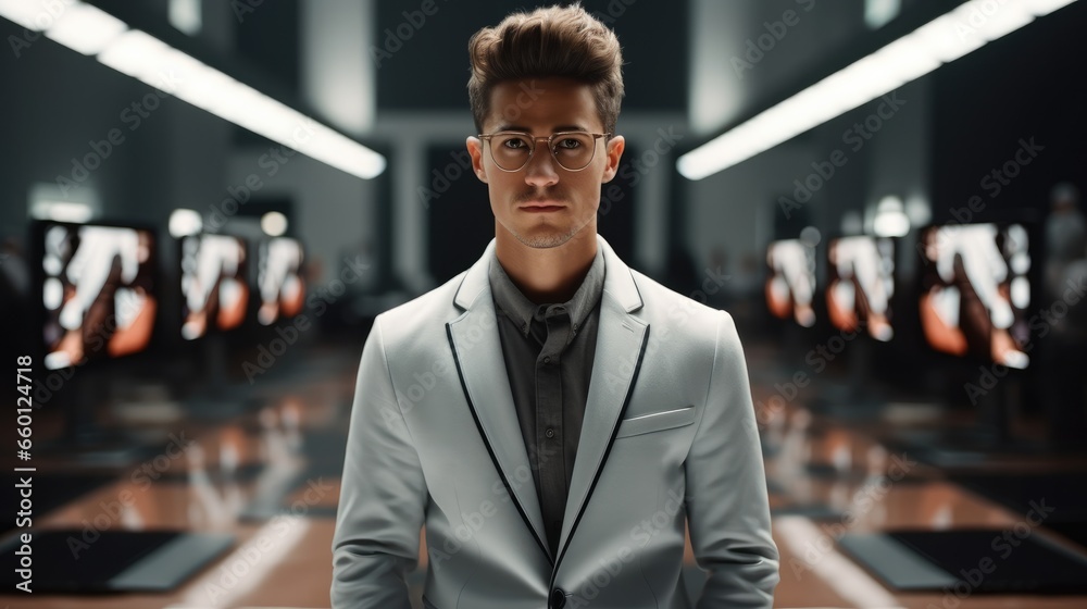 Aufkleber Man creating and customizing their digital avatar for metaverse interactions.