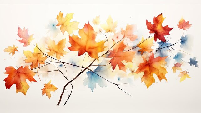 Watercolor with fall leaves