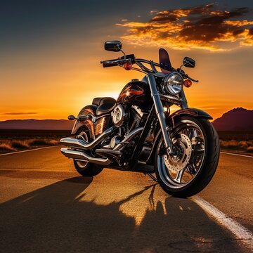 motorcycle on sunset