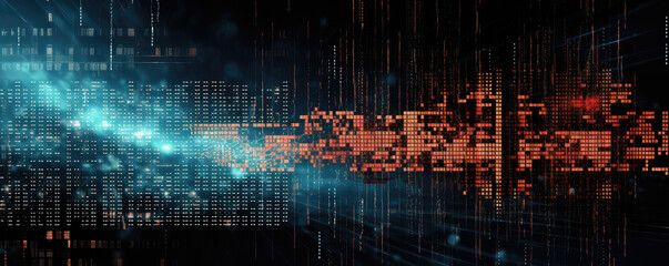 Digital binary data on computer screen