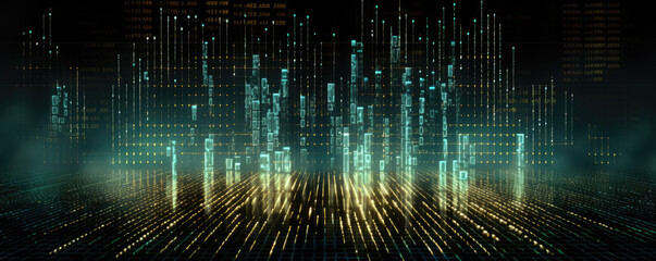 Digital binary data on computer screen