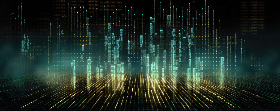 Digital binary data on computer screen