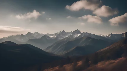 Fotobehang Panoramic view of the Caucasus Mountains. Georgia. Toned. © Waqar