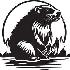 Bold Black Beaver Emblem Beaver Silhouette Logo