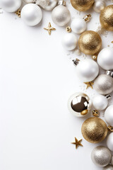 Fototapeta na wymiar Christmas white background with christmas balls and decoration
