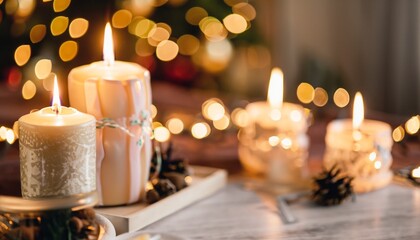 Candlelit Holiday Atmosphere with Copy Area