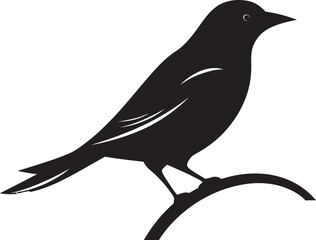 Elegant Feathered Silhouette Serene Raven Emblem