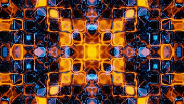 Abstract blinking orange and blue squares loop animation background