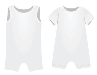 White  baby romper set. vector illustration
