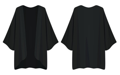 Women black cardigan. front open. vector illustration