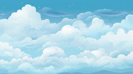 Illustration Vector Image of Clouds in Blue Sky, Generative AI