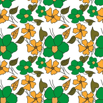 Seamless pattern with flowers on a white background for textile and fabrics.