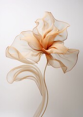Autumn romance, vintage flower made of silk fabric develops in the wind, muted beige tones on a...