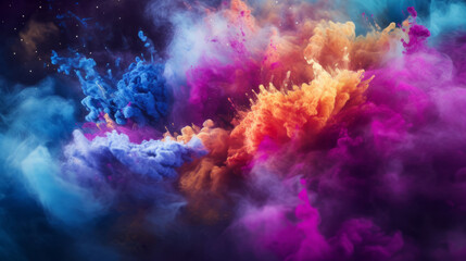 Obraz na płótnie Canvas A colorful explosion of colored powder on a black background