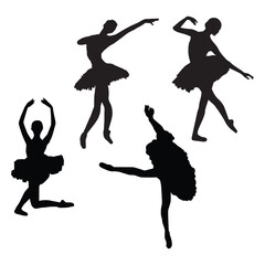 Vector illustration of female ballet dancer silhouette