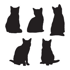 Set of Cat Silhouette Vector Illustration